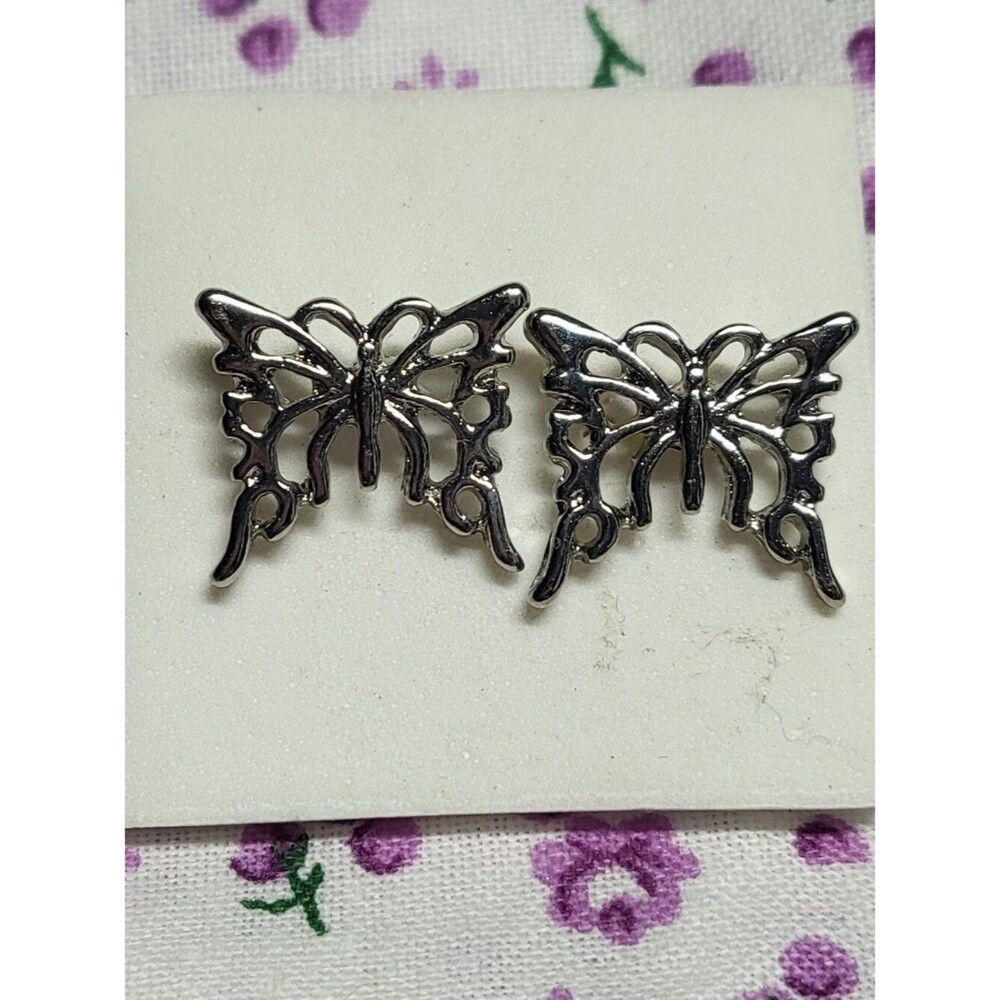 Butterfly Silver-tone Stud Earrings